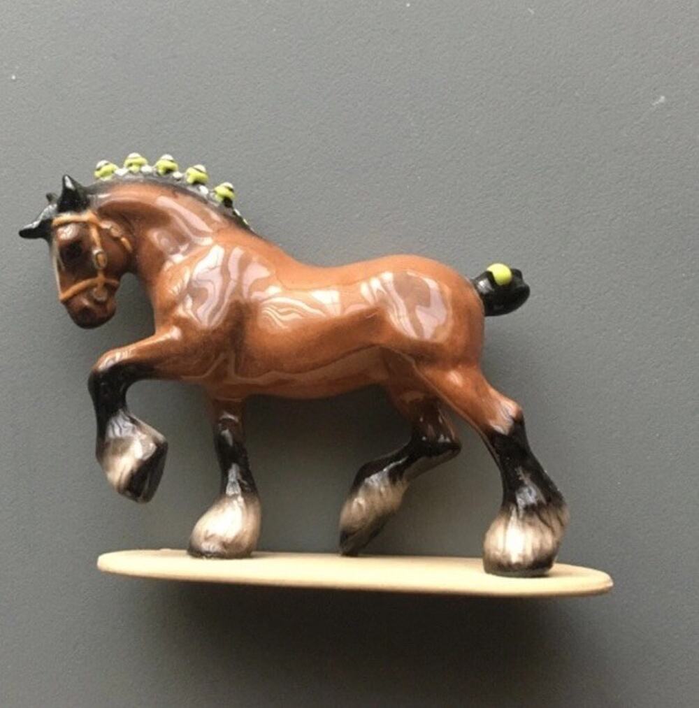 Retired Hagen Renaker Brown Draft Horse Figurine Vintage w Original Sticker Mi